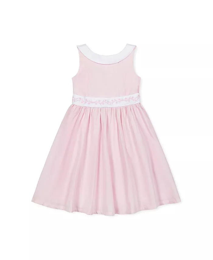 Праздничное платье для девочек с круглым воротником и вышитым поясом из сатина Hope & Henry, розовый 
Праздничное платье для девочек с круглым воротником и вышитым поясом из сатина Hope & Henry, розовый