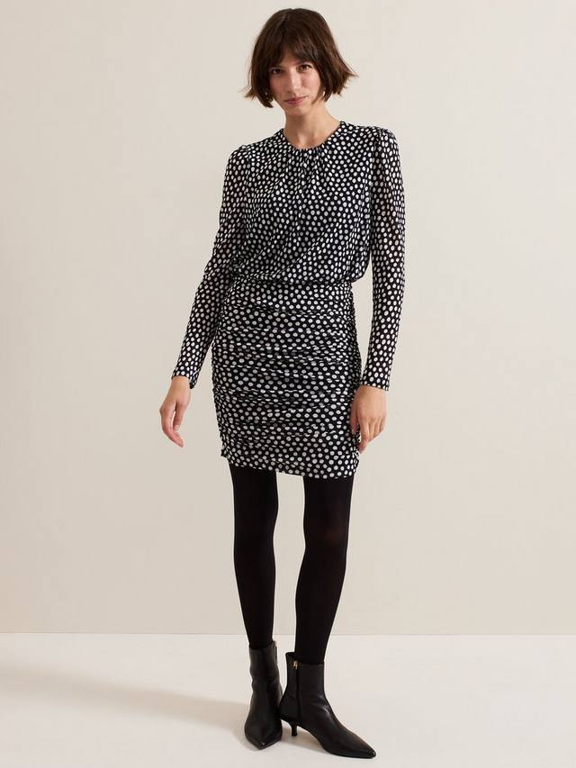 Мини-платье teodroa с пятнистыми рюшами Phase Eight, черный/белый