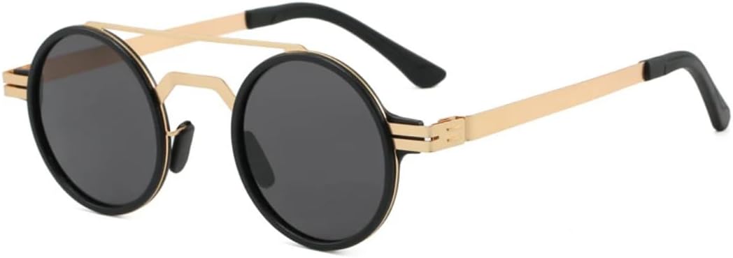 Ретро металлические круглые солнцезащитные очки с двойной перемычкой для мужчин, защита от УФ-излучения UV400, модные женские очки в оправе с прозрачными линзами, в стиле панк TVTBBVV, Black Golden Gray
Ретро металлические круглые солнцезащитные очки с двойной перемычкой для мужчин, защита от УФ-излучения UV400, модные женские очки в оправе с прозрачными линзами, в стиле панк TVTBBVV, Black Golden Gray