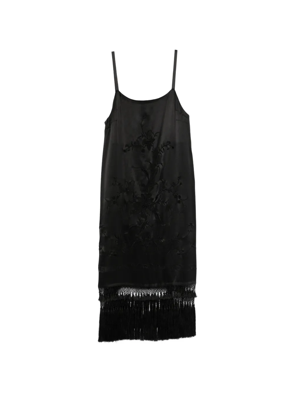 Платье с бахромой и цветочным принтом Bode, черный
Платье с бахромой и цветочным принтом Bode, черный