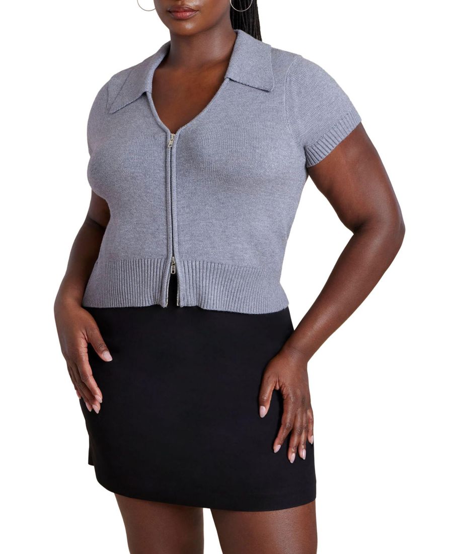 Женский укороченный поло-свитер на молнии ELOQUII, Heather charcoal
Женский укороченный поло-свитер на молнии ELOQUII, Heather charcoal