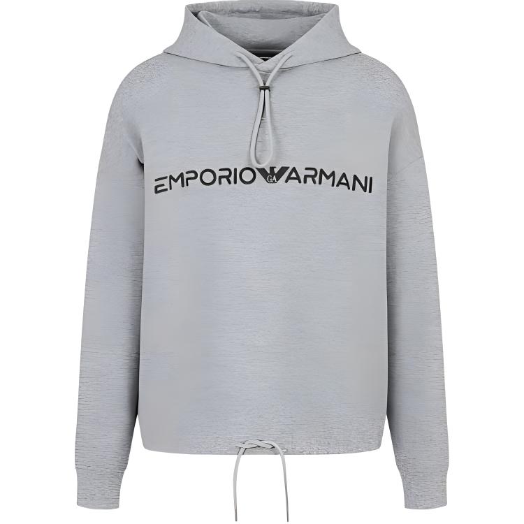 Толстовка с вышитым логотипом EMPORIO ARMANI, серая 
Толстовка с вышитым логотипом EMPORIO ARMANI, серая