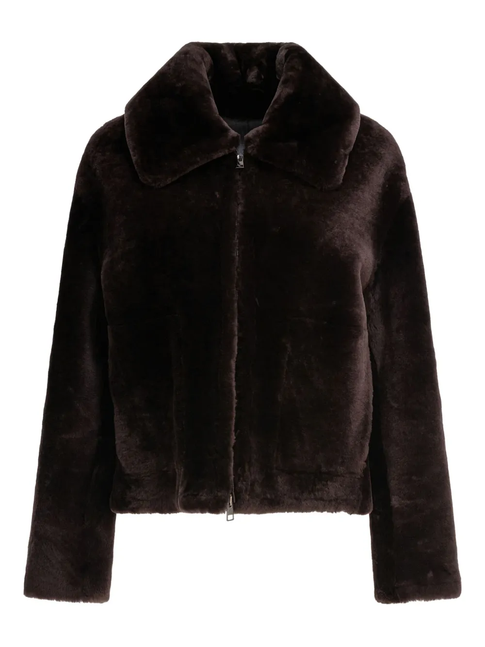 Пальто из овечьего меха на молнии спереди B&W, коричневый
Пальто из овечьего меха на молнии спереди B&W, коричневый