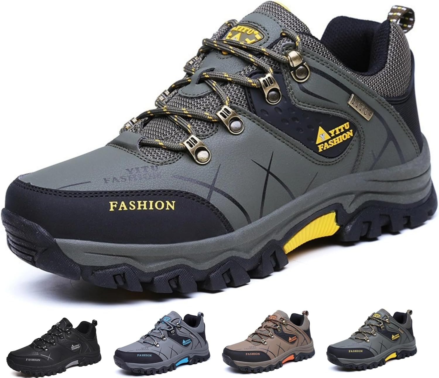 Мужские походные ботинки водонепроницаемые из кожи, низкие кеды для ходьбы, комфортные, противоскользящие для активного отдыха, трекинга и кемпинга Macefil, зеленый
Мужские походные ботинки водонепроницаемые из кожи, низкие кеды для ходьбы, комфортные, противоскользящие для активного отдыха, трекинга и кемпинга Macefil, зеленый