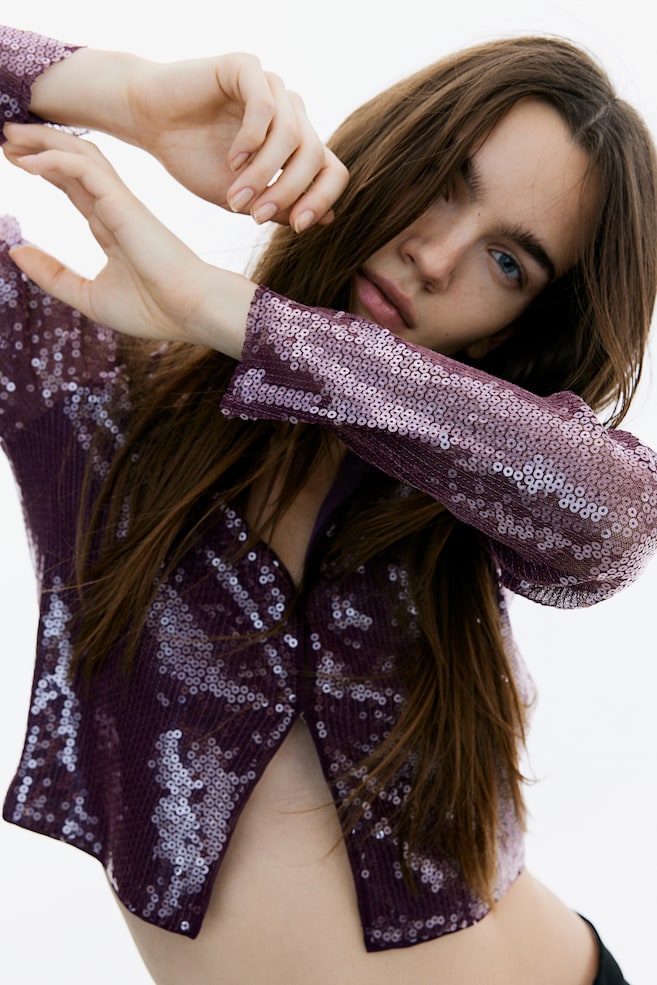 Короткая рубашка с пайетками H&M, фиолетовый
Короткая рубашка с пайетками H&M, фиолетовый
