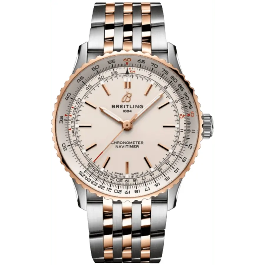 Мужские часы Breitling Navitimer Automatic 41 из 18-каратного розового золота и стали с кремовым циферблатом U17329F41G1U1
Мужские часы Breitling Navitimer Automatic 41 из 18-каратного розового золота и стали с кремовым циферблатом U17329F41G1U1