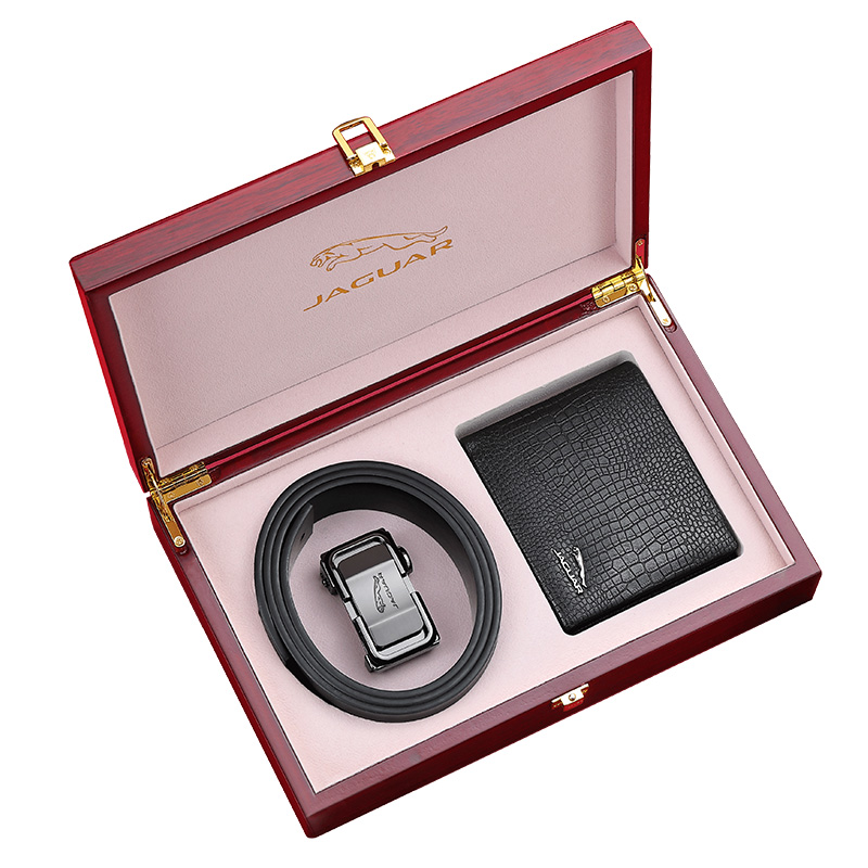 JAGUAR Ремень из натуральной кожи с автоматической пряжкой, Black-Belt+Wallet, Gift Box Set
JAGUAR Ремень из натуральной кожи с автоматической пряжкой, Black-Belt+Wallet, Gift Box Set