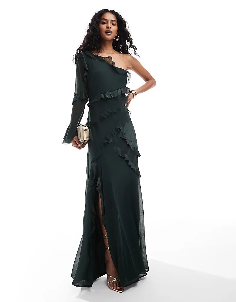 Платье макси из атласного шифона с косым кроем на одно плечо в цвете лесной зелени ASOS DESIGN
Платье макси из атласного шифона с косым кроем на одно плечо в цвете лесной зелени ASOS DESIGN