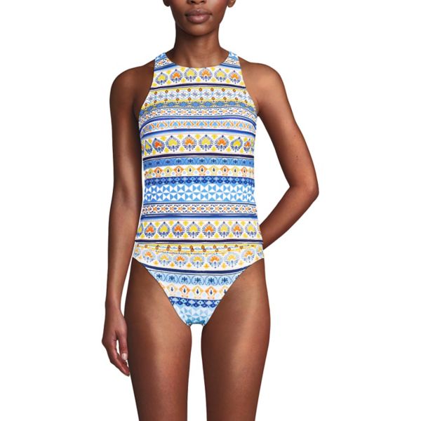 Женский длинный танкини-топ без застежек с высоким воротом и бретельками на спине Lands' End, цвет white mosaic stripe
Женский длинный танкини-топ без застежек с высоким воротом и бретельками на спине Lands' End, цвет white mosaic stripe