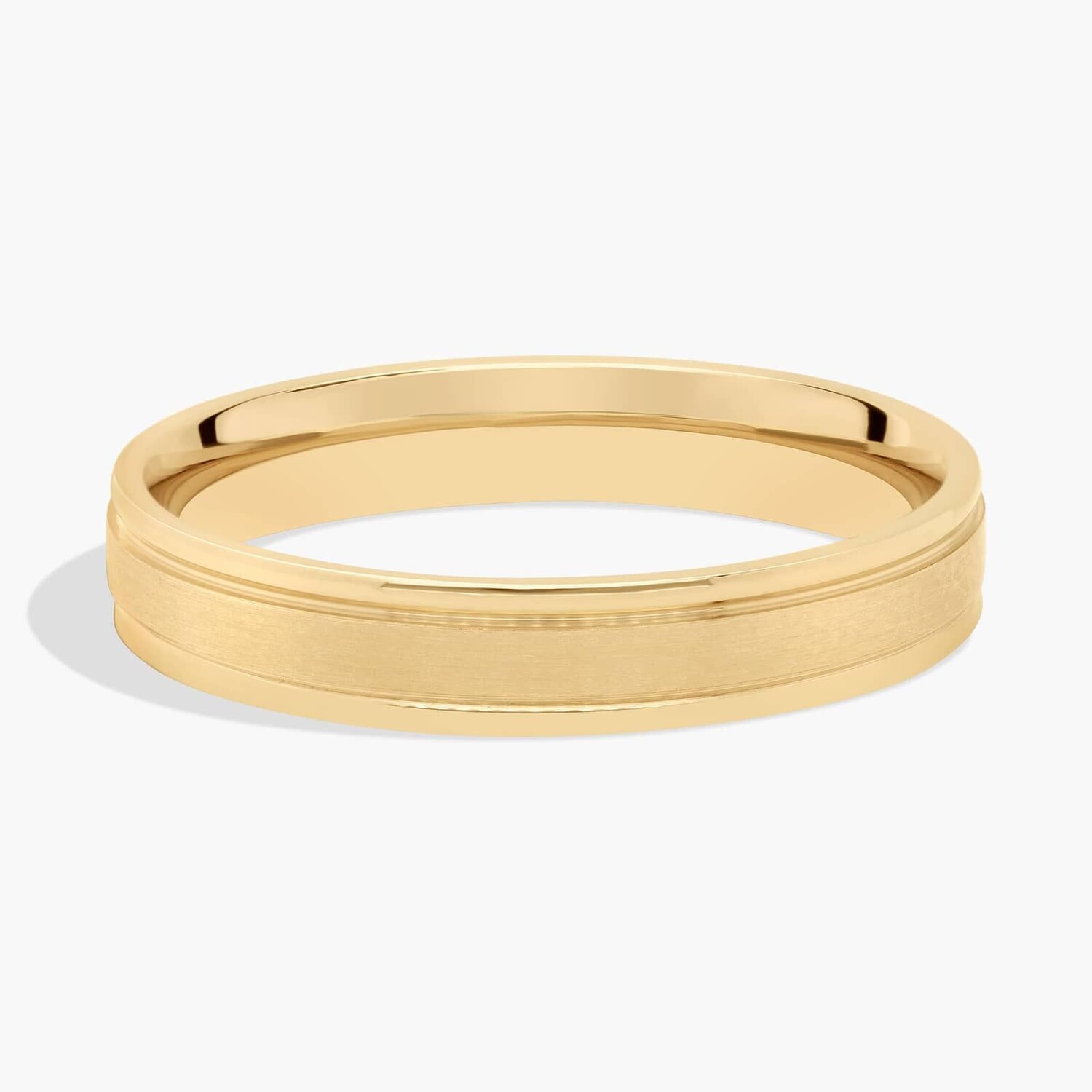 Обручальное кольцо с матовой инкрустацией из желтого золота 14 карат (4 мм) Blue Nile