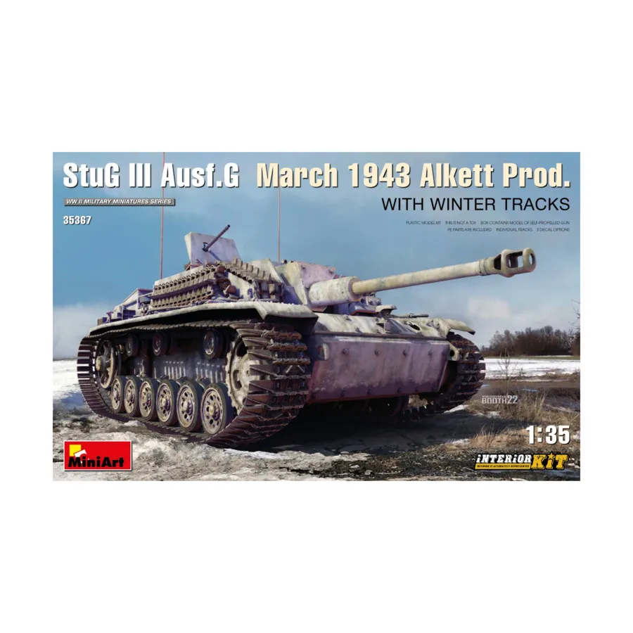 Stug III Ausf.G, март 1943 г. Серийный танк Alkett, WWII Military Miniatures Series (1:35) (MiniArt Models)
Stug III Ausf.G, март 1943 г. Серийный танк Alkett, WWII Military Miniatures Series (1:35) (MiniArt Models)