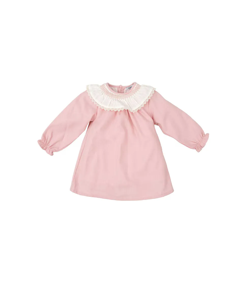 Платье для девочки из однотонной ткани с воротником с рюшами BABIDÚ, розовый
Платье для девочки из однотонной ткани с воротником с рюшами BABIDÚ, розовый