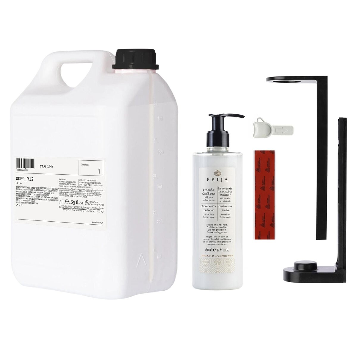 PRIJA Набор для ванной комнаты: черный держатель для бутылочки, защитный кондиционер для волос 380мл + сменный блок 5л
PRIJA Набор для ванной комнаты: черный держатель для бутылочки, защитный кондиционер для волос 380мл + сменный блок 5л