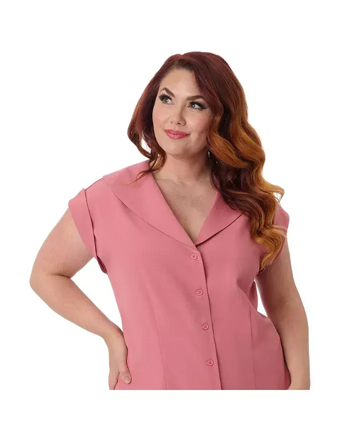 Блузка без рукавов из твила больших размеров в стиле 1960-х годов Unique Vintage, розовый
Блузка без рукавов из твила больших размеров в стиле 1960-х годов Unique Vintage, розовый