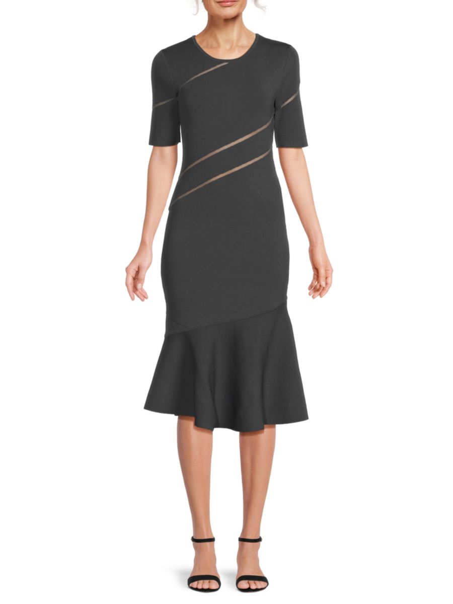 Платье Beth Sheer Stripe с гофрированными вставками Hervé Léger, цвет Flint 
Платье Beth Sheer Stripe с гофрированными вставками Hervé Léger, цвет Flint