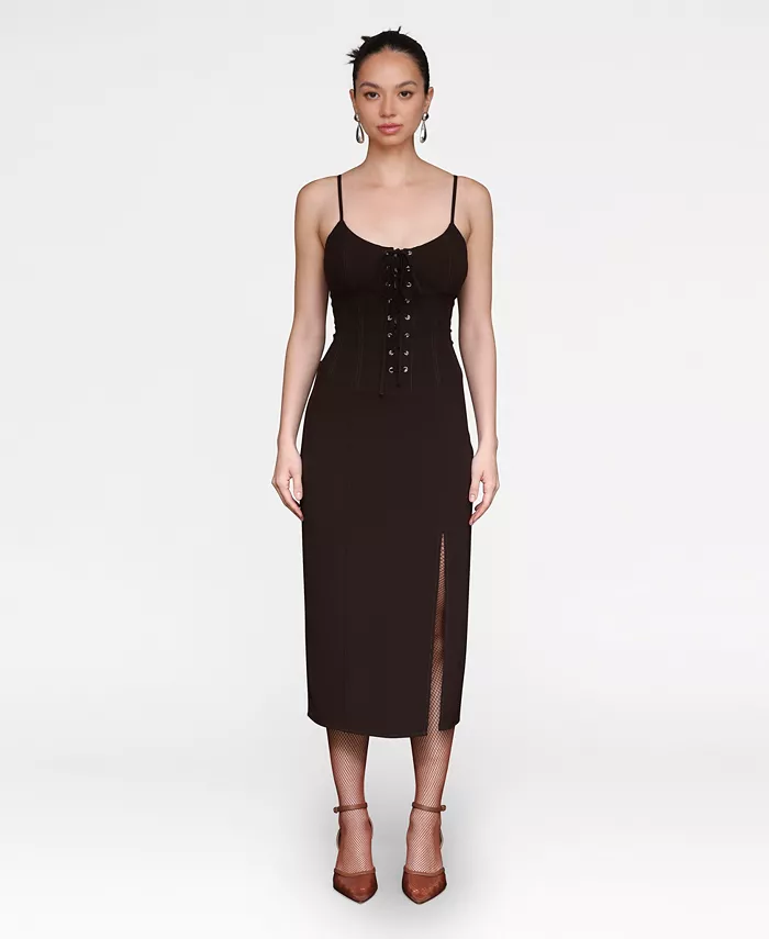 Женское платье-миди со шнуровкой и корсетом Avec Les Filles, коричневый
Женское платье-миди со шнуровкой и корсетом Avec Les Filles, коричневый