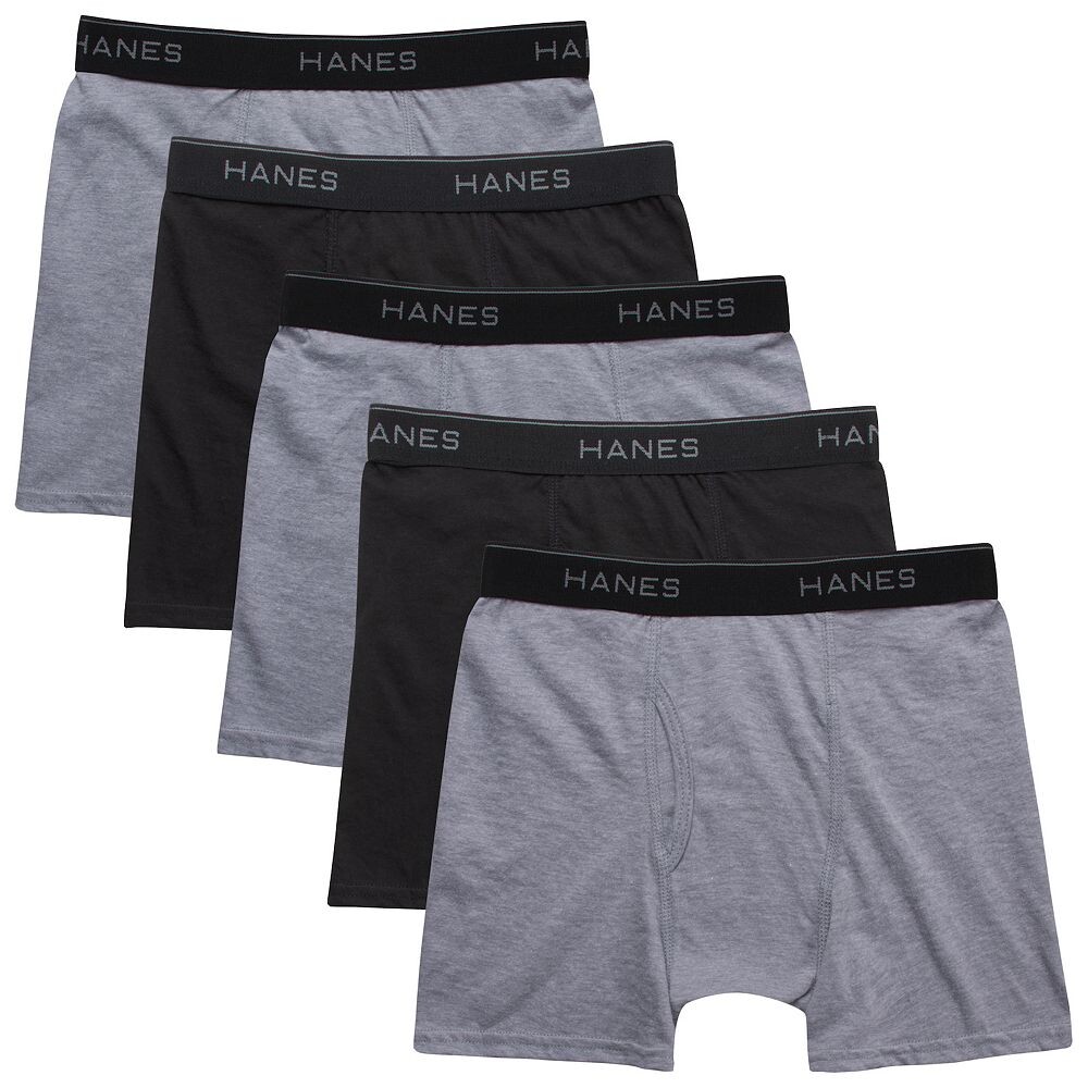 Набор из 5 легких боксеров Hanes Ultimate для мальчиков 6–20 лет без бирки, цвет Gray Heather Black 
Набор из 5 легких боксеров Hanes Ultimate для мальчиков 6–20 лет без бирки, цвет Gray Heather Black