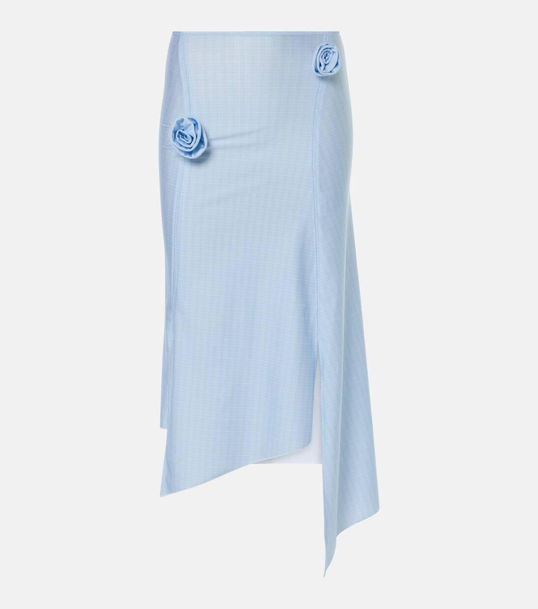 Юбка миди асимметричного кроя с цветочной аппликацией Coperni, цвет blue - white check
Юбка миди асимметричного кроя с цветочной аппликацией Coperni, цвет blue - white check