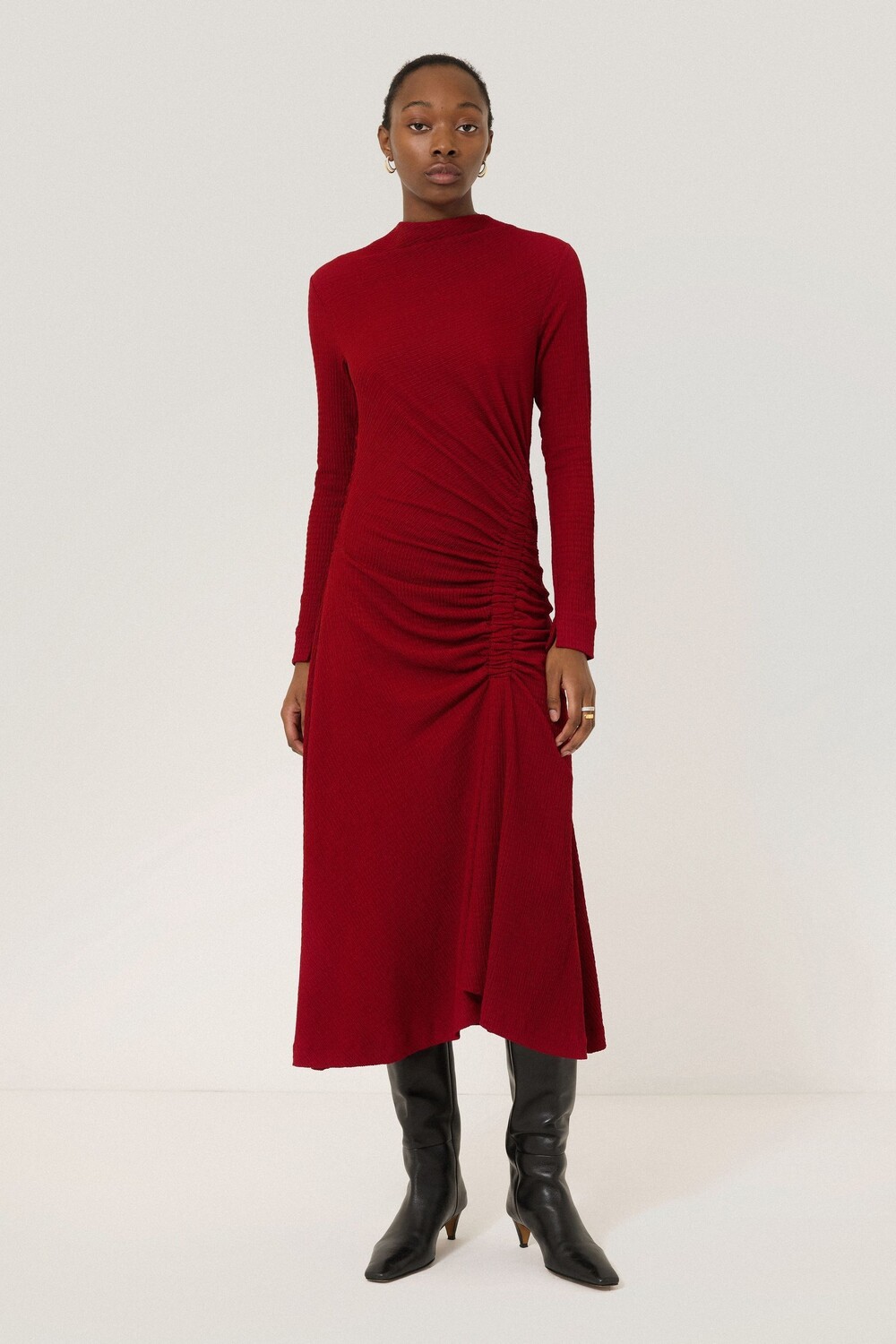 Платье из джерси с жатым узором и сборками Jigsaw, красный
Платье из джерси с жатым узором и сборками Jigsaw, красный