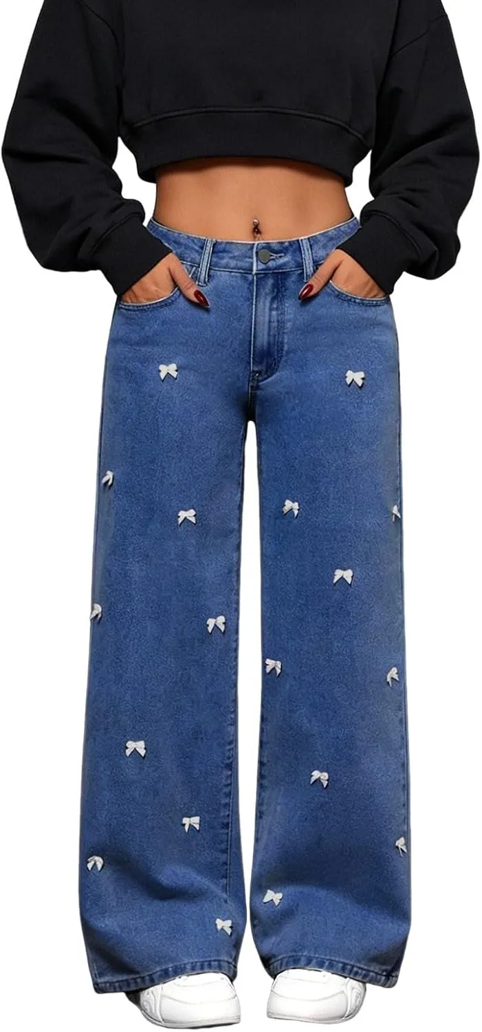 Джинсы Bow для женщин мешковатые Y2K на высокой талии DOPRISIC
Джинсы Bow для женщин мешковатые Y2K на высокой талии DOPRISIC