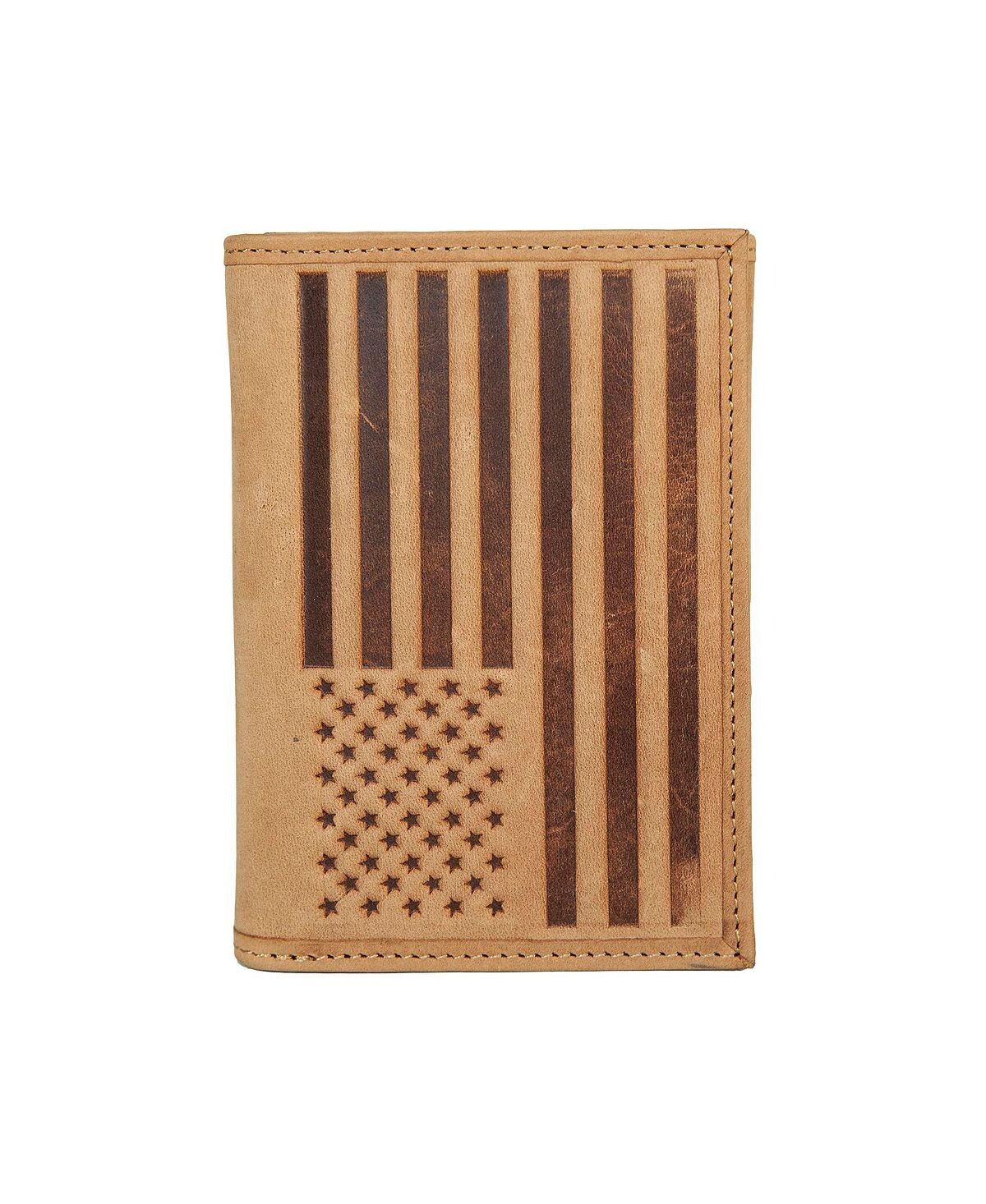 Мужской кожаный кошелек тройного сложения с тиснением флага Lucky Brand 
Мужской кожаный кошелек тройного сложения с тиснением флага Lucky Brand