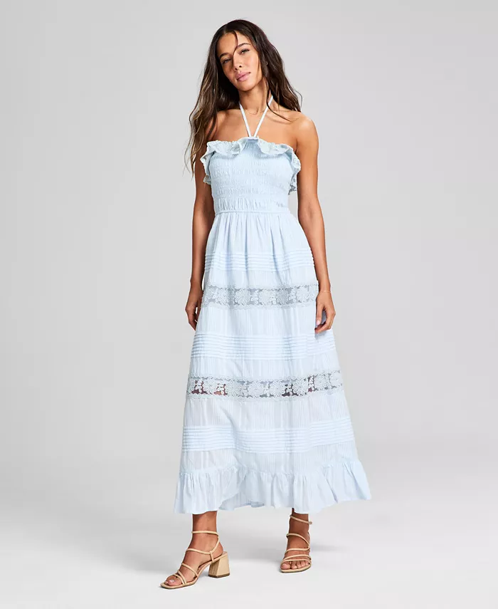 Женское макси-платье приталенного силуэта с кружевными деталями из хлопка And Now This, синий
Женское макси-платье приталенного силуэта с кружевными деталями из хлопка And Now This, синий