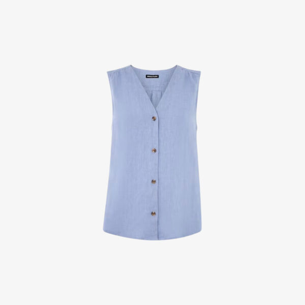 Жилет без рукавов Laura из льна с v-образным вырезом Whistles, синий
Жилет без рукавов Laura из льна с v-образным вырезом Whistles, синий