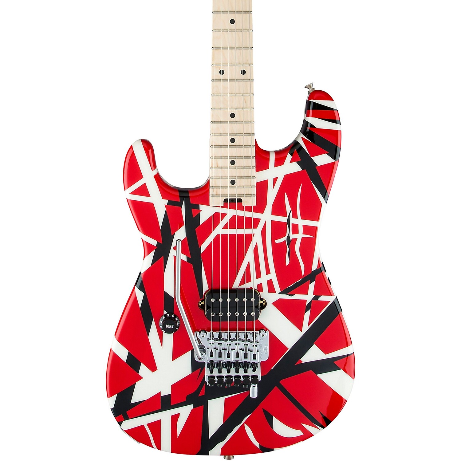 Электрогитара для левшей серии EVH Striped с красными, черными и белыми полосками
Электрогитара для левшей серии EVH Striped с красными, черными и белыми полосками