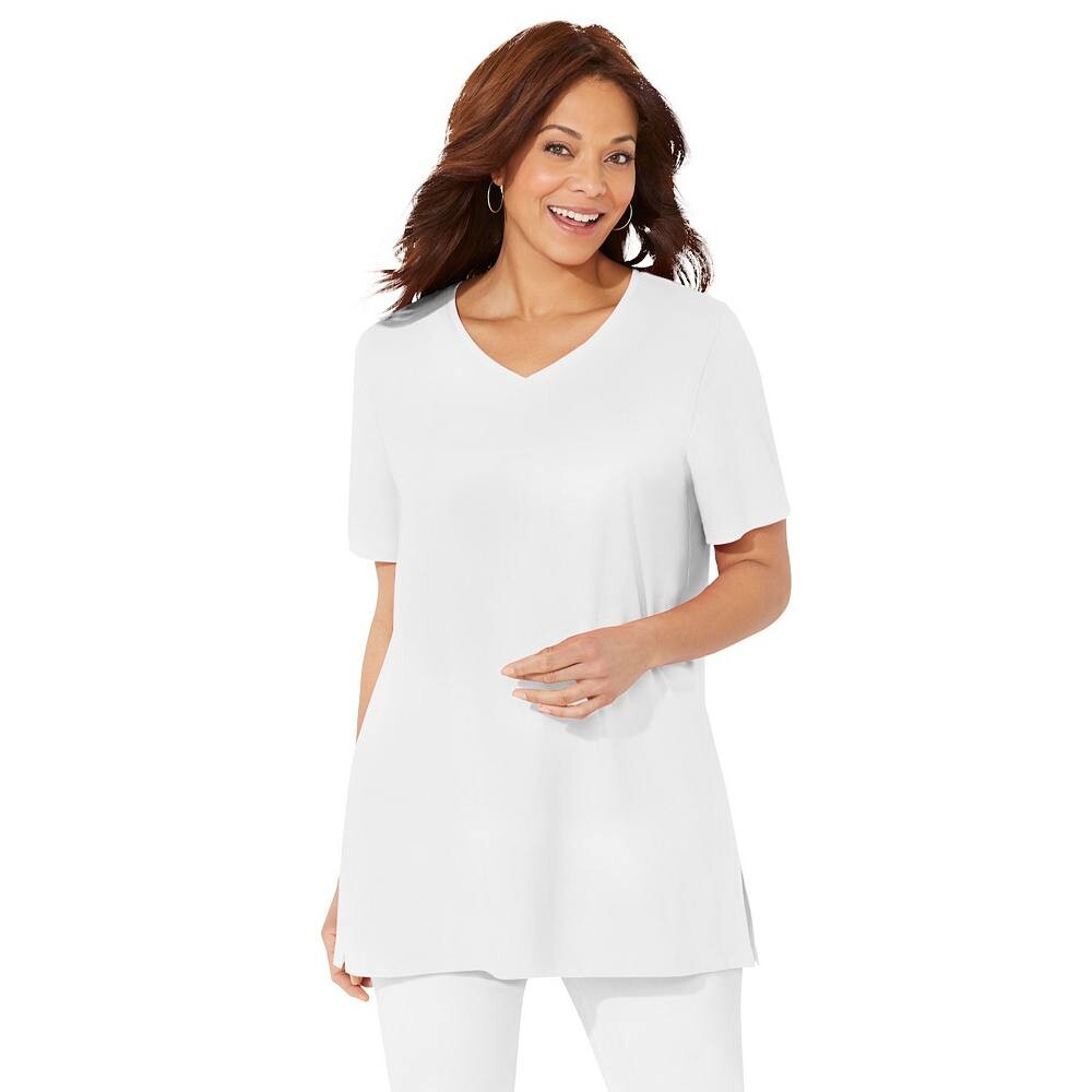Женская туника больших размеров с короткими рукавами и v-образным вырезом Catherines легкого кроя, белый
Женская туника больших размеров с короткими рукавами и v-образным вырезом Catherines легкого кроя, белый