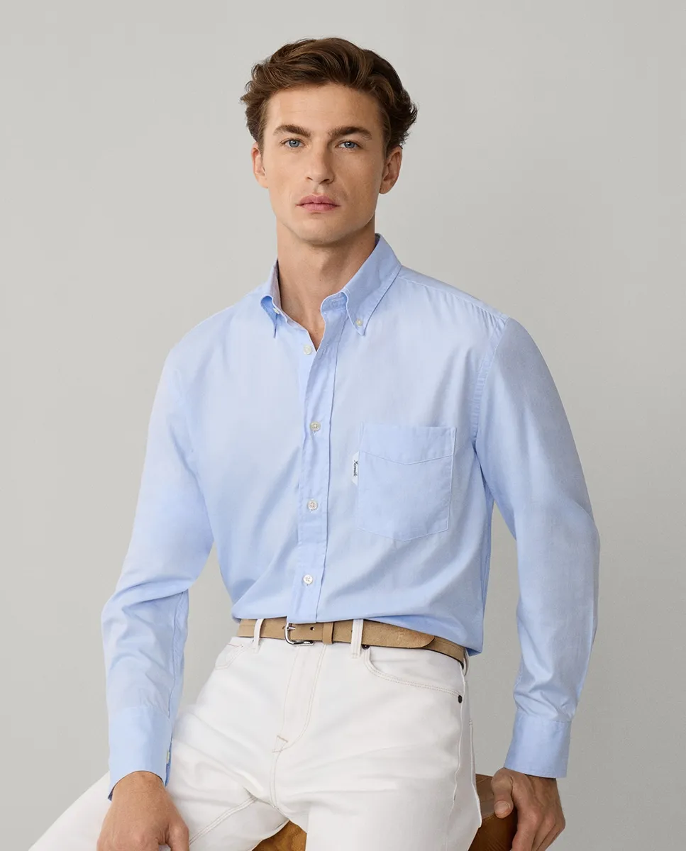 Мужская рубашка из английского хлопка, однотонная, клубного кроя Façonnable, синий
Мужская рубашка из английского хлопка, однотонная, клубного кроя Façonnable, синий