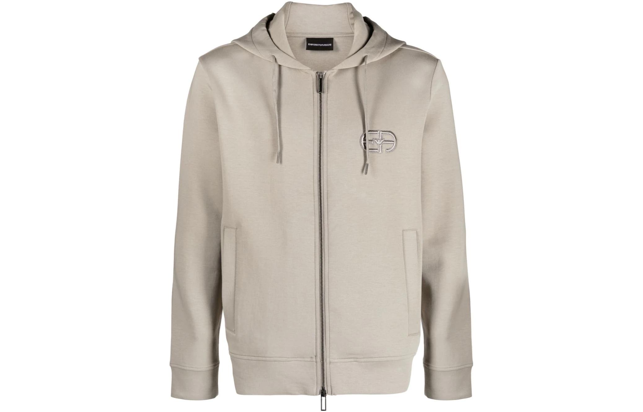Толстовка с вышитым логотипом на молнии и шнурком EMPORIO ARMANI, хаки
Толстовка с вышитым логотипом на молнии и шнурком EMPORIO ARMANI, хаки