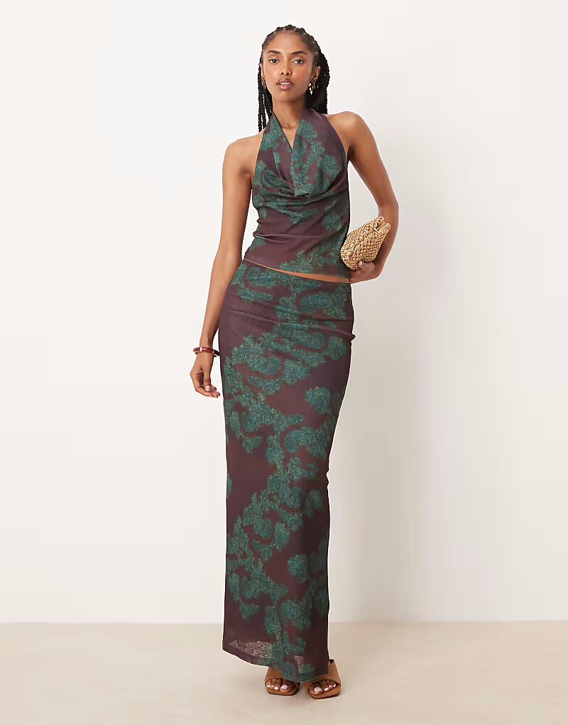 Юбка макси с низкой посадкой из прозрачной сетки с принтом пейсли коричневого цвета Asos Design
Юбка макси с низкой посадкой из прозрачной сетки с принтом пейсли коричневого цвета Asos Design