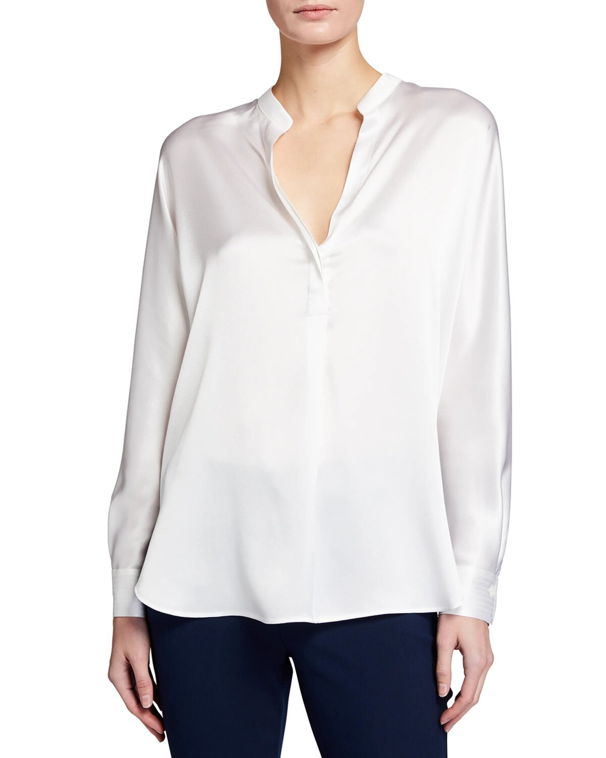 Блузка с воротником из шелковой ленты Vince, белый
Блузка с воротником из шелковой ленты Vince, белый