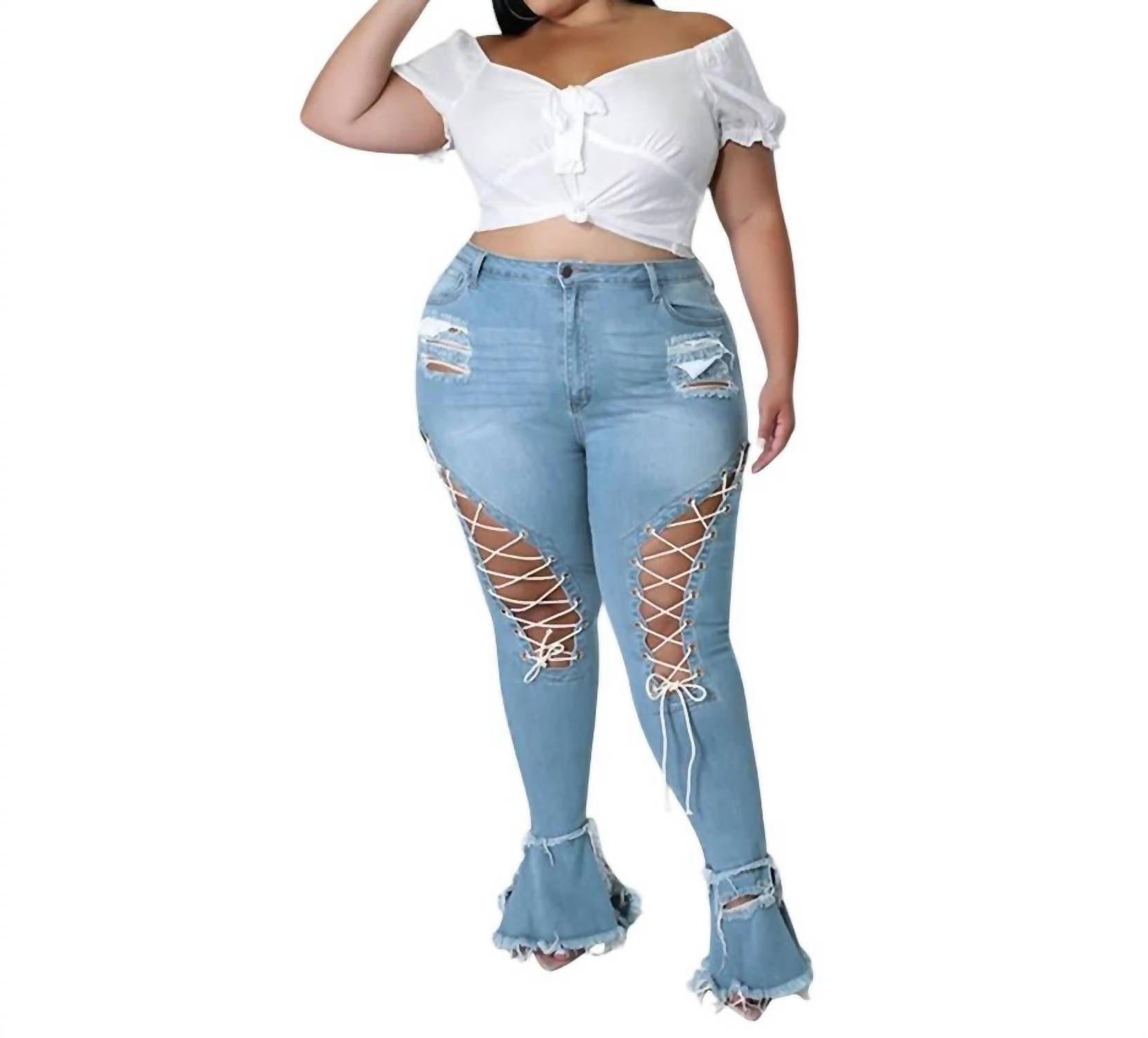 Джинсы на шнуровке средне-синего цвета Loverly Fit
Джинсы на шнуровке средне-синего цвета Loverly Fit