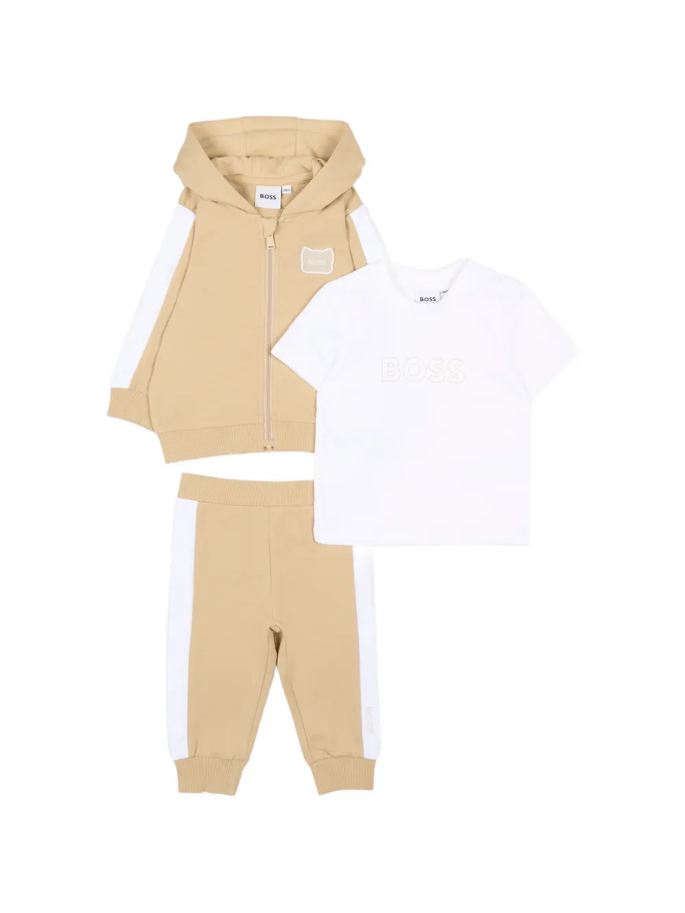 Спортивный костюм с полосатыми деталями Boss Kidswear, бежевый
Спортивный костюм с полосатыми деталями Boss Kidswear, бежевый