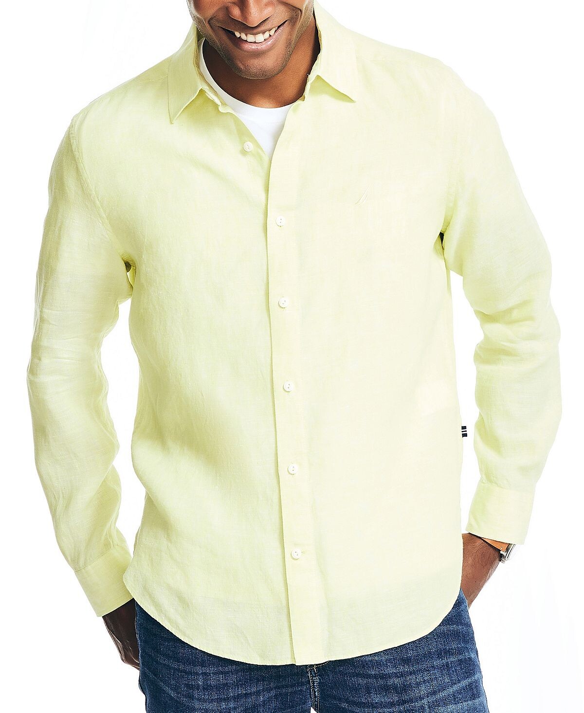 Мужская однотонная льняная рубашка классического кроя с длинными рукавами и пуговицами Nautica
Мужская однотонная льняная рубашка классического кроя с длинными рукавами и пуговицами Nautica