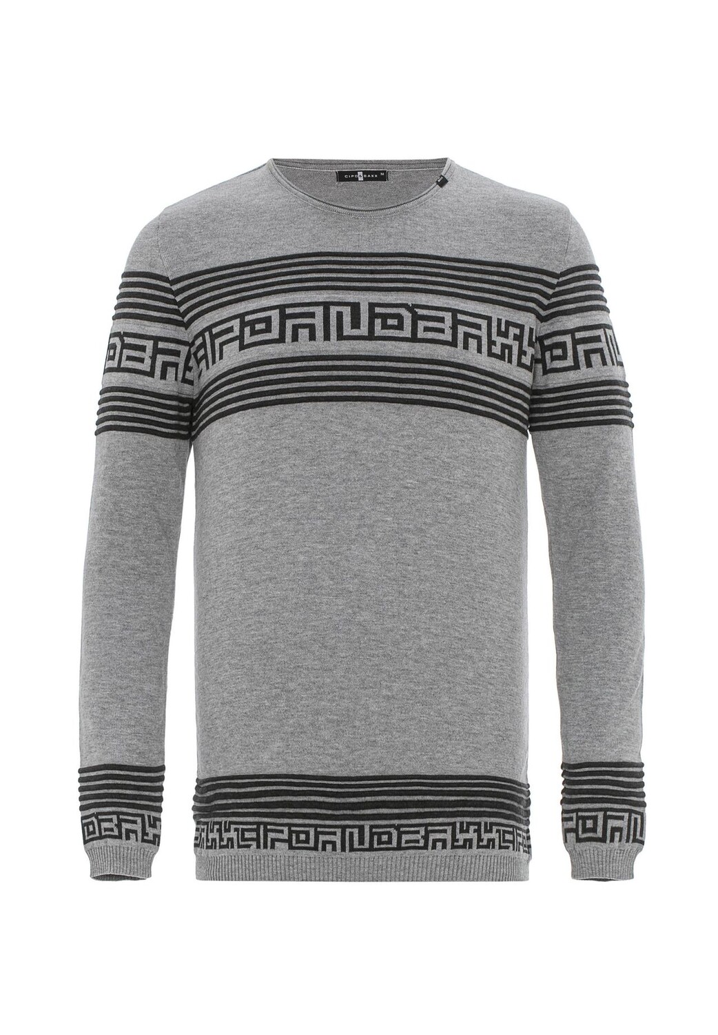 Вязаный свитер в модном образе в полоску CIPO & BAXX, серый 
Вязаный свитер в модном образе в полоску CIPO & BAXX, серый