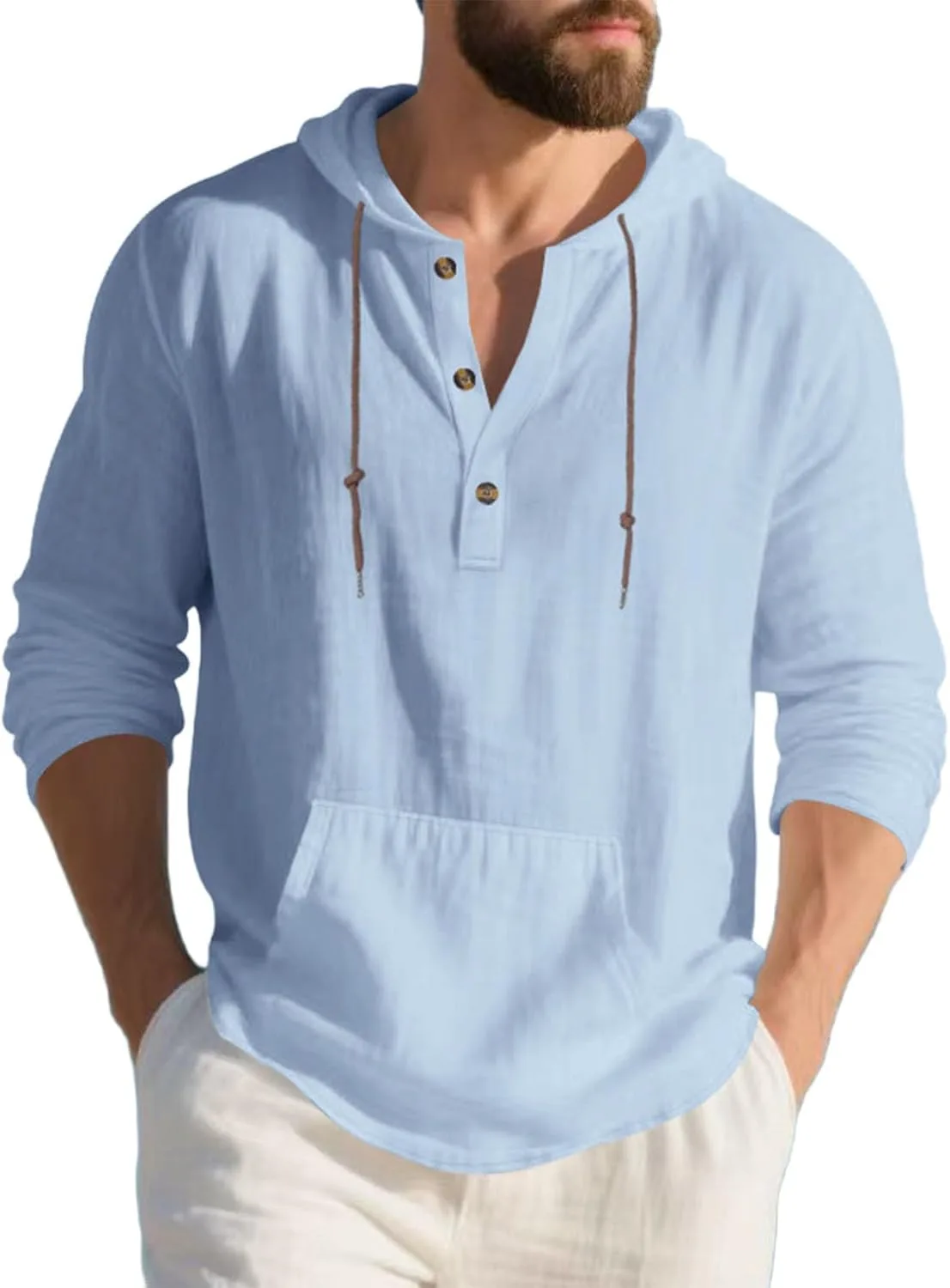 Мужская льняная толстовка с капюшоном на пуговицах Cambkatl
Мужская льняная толстовка с капюшоном на пуговицах Cambkatl