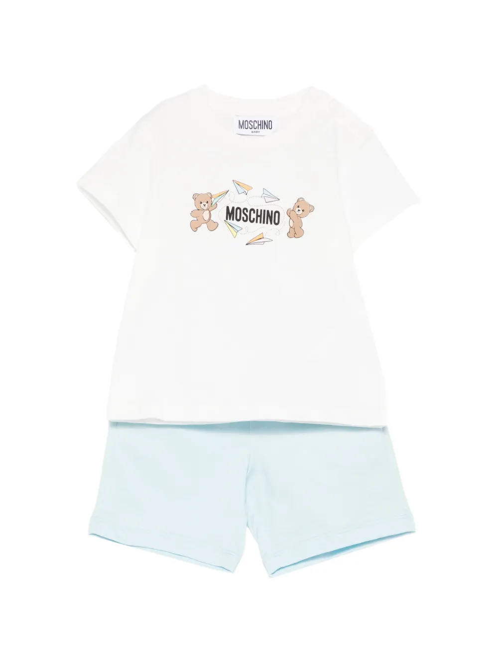 Спортивный костюм с изображением медвежонка Moschino Kids, синий
Спортивный костюм с изображением медвежонка Moschino Kids, синий