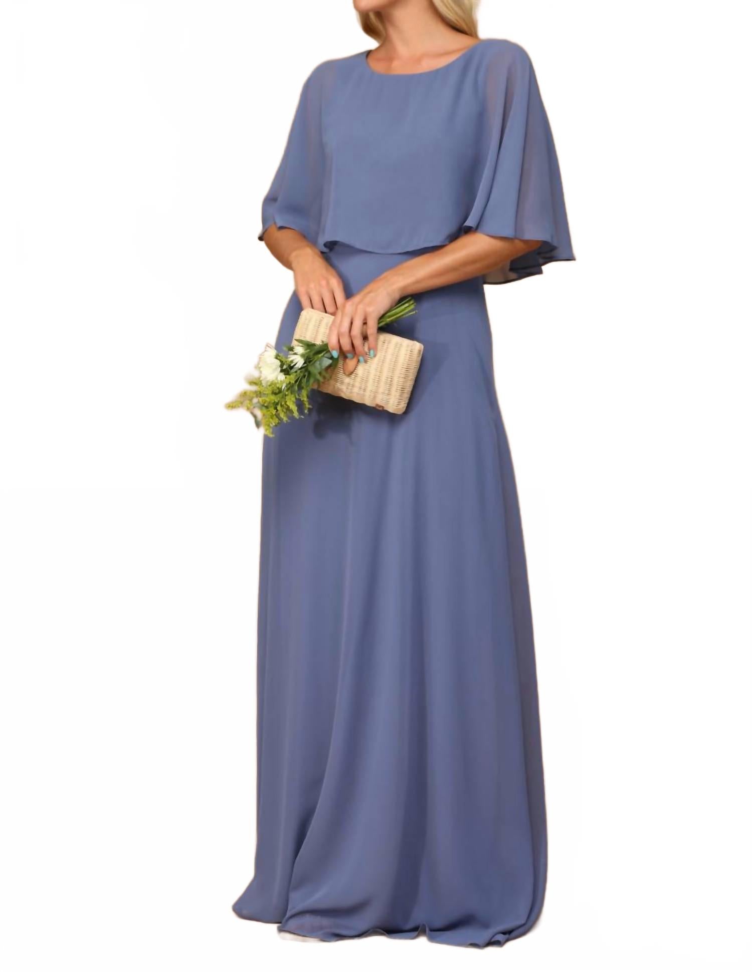 Вечернее платье Vienna Chiffon с накидкой в шиферно-синем цвете Eva
Вечернее платье Vienna Chiffon с накидкой в шиферно-синем цвете Eva