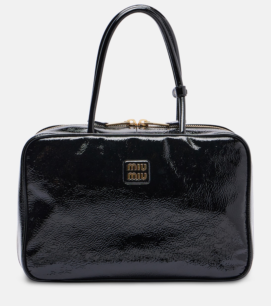 Бо кожаная сумка-тоут с лаковым покрытием Miu Miu, черный
Бо кожаная сумка-тоут с лаковым покрытием Miu Miu, черный