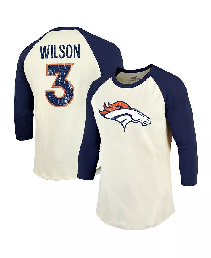 Мужская футболка Threads Russell Wilson Cream, Navy Denver Broncos с именем и номером и рукавом реглан 3/4 Majestic
Мужская футболка Threads Russell Wilson Cream, Navy Denver Broncos с именем и номером и рукавом реглан 3/4 Majestic