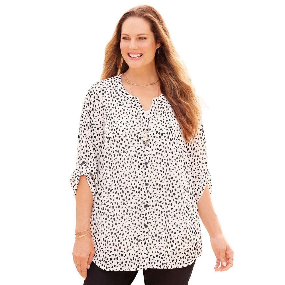 Женская блузка размера плюс Breezeway из жоржетаCatherines, цвет Black Dot
Женская блузка размера плюс Breezeway из жоржетаCatherines, цвет Black Dot