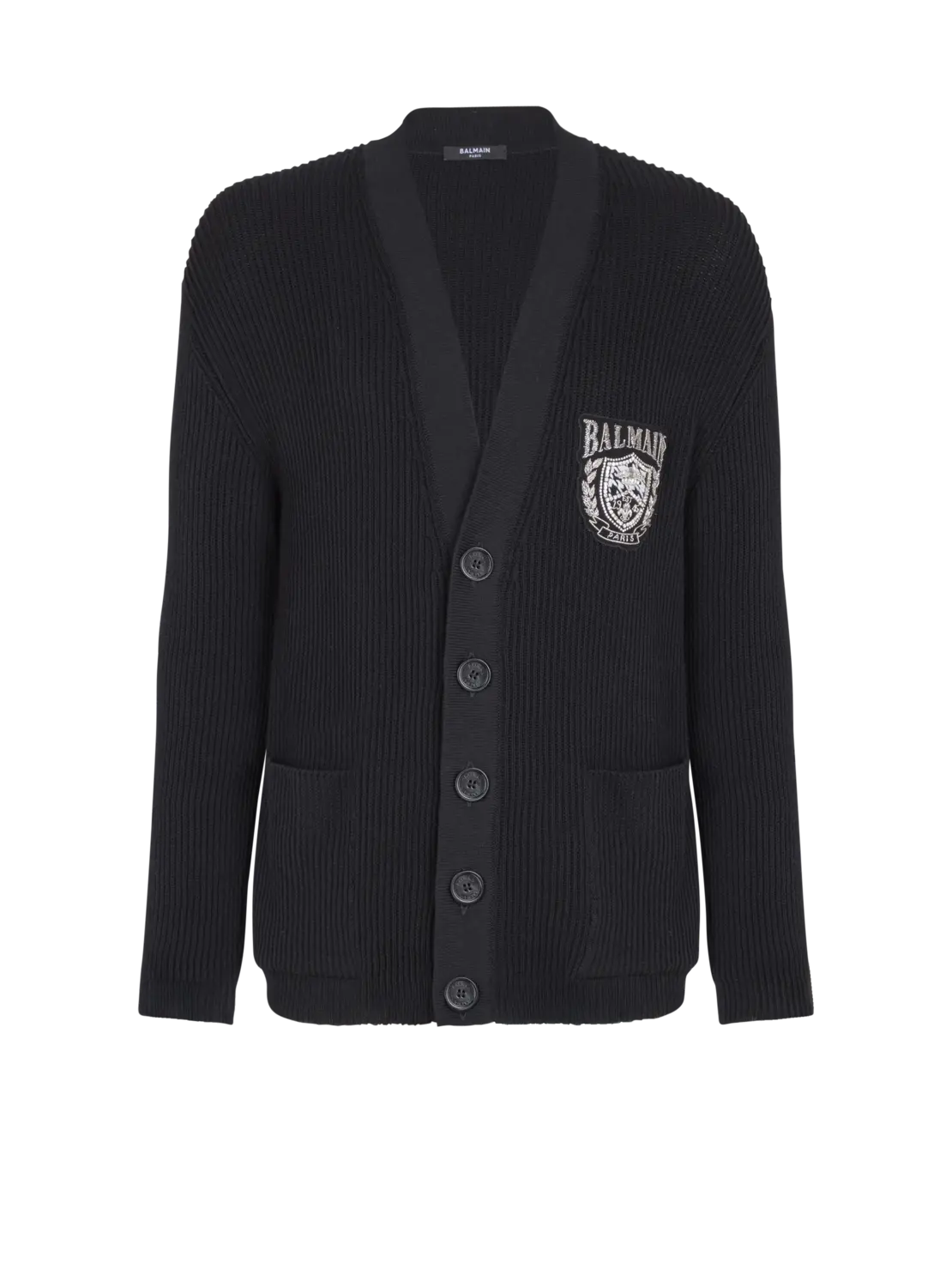 Хлопковый кардиган из трубчатого трикотажа Balmain, черный
Хлопковый кардиган из трубчатого трикотажа Balmain, черный