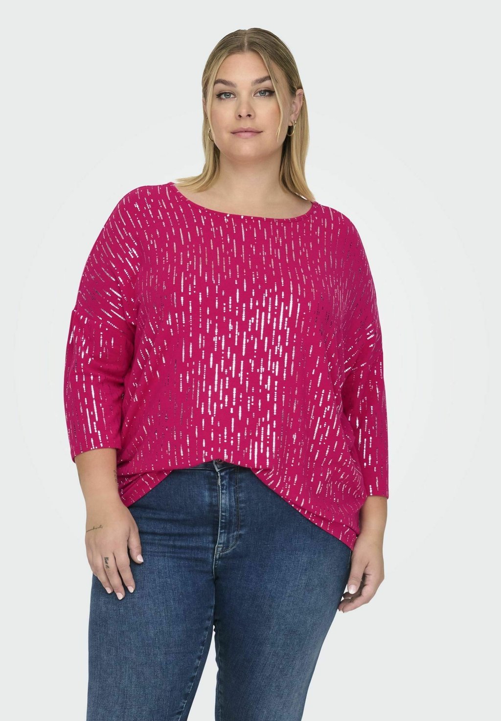 Футболка с длинным рукавом ONLY Carmakoma, фуксия 
Футболка с длинным рукавом ONLY Carmakoma, фуксия