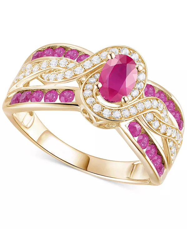 Многорядное кольцо-завиток с изумрудами (3/8 карата) и бриллиантами (1/4 карата) из 14-каратного золота (также с рубинами и сапфирами) Macy'S, ruby
Многорядное кольцо-завиток с изумрудами (3/8 карата) и бриллиантами (1/4 карата) из 14-каратного золота (также с рубинами и сапфирами) Macy'S, ruby