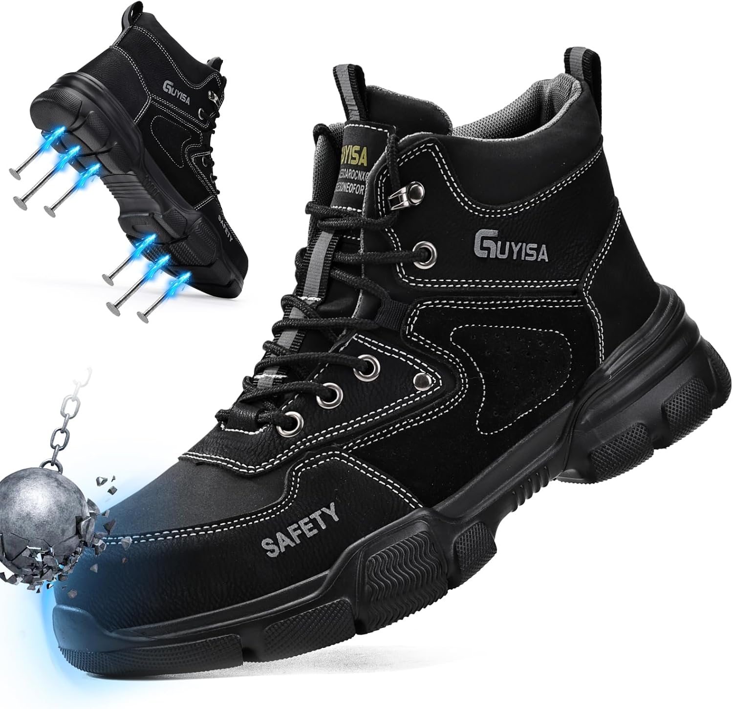 Мужские высокие ботинки GUSAYEX с стальным носком, водоотталкивающие и устойчивые к проколам из кевлара, безопасная обувь для строительства и складов, мужские утилитарные туфли, черный
Мужские высокие ботинки GUSAYEX с стальным носком, водоотталкивающие и устойчивые к проколам из кевлара, безопасная обувь для строительства и складов, мужские утилитарные туфли, черный