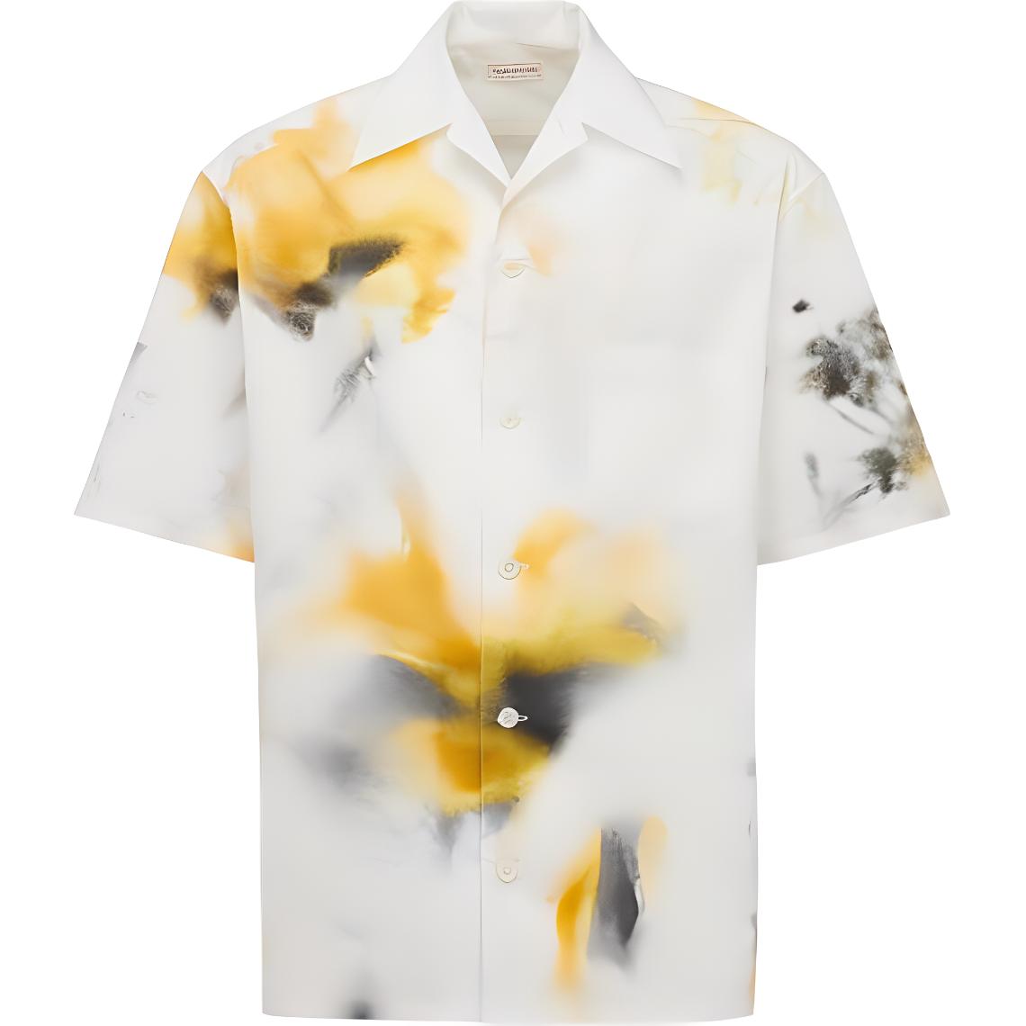 Футболка в стиле боулинг с принтом "Скрытый цветок" на пуговицах Alexander McQueen, разноцветная 
Футболка в стиле боулинг с принтом "Скрытый цветок" на пуговицах Alexander McQueen, разноцветная