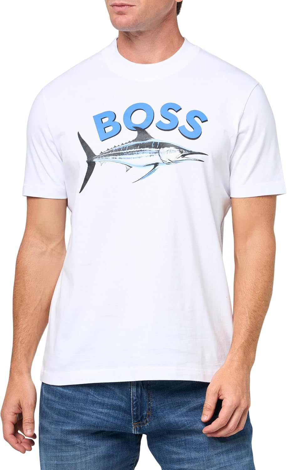 Мужская хлопковая футболка BOSS с большим логотипом и рыбками, White Sail, Белый, Мужская хлопковая футболка BOSS с большим логотипом и рыбками, White Sail
Мужская хлопковая футболка BOSS с большим логотипом и рыбками, White Sail, Белый, Мужская хлопковая футболка BOSS с большим логотипом и рыбками, White Sail