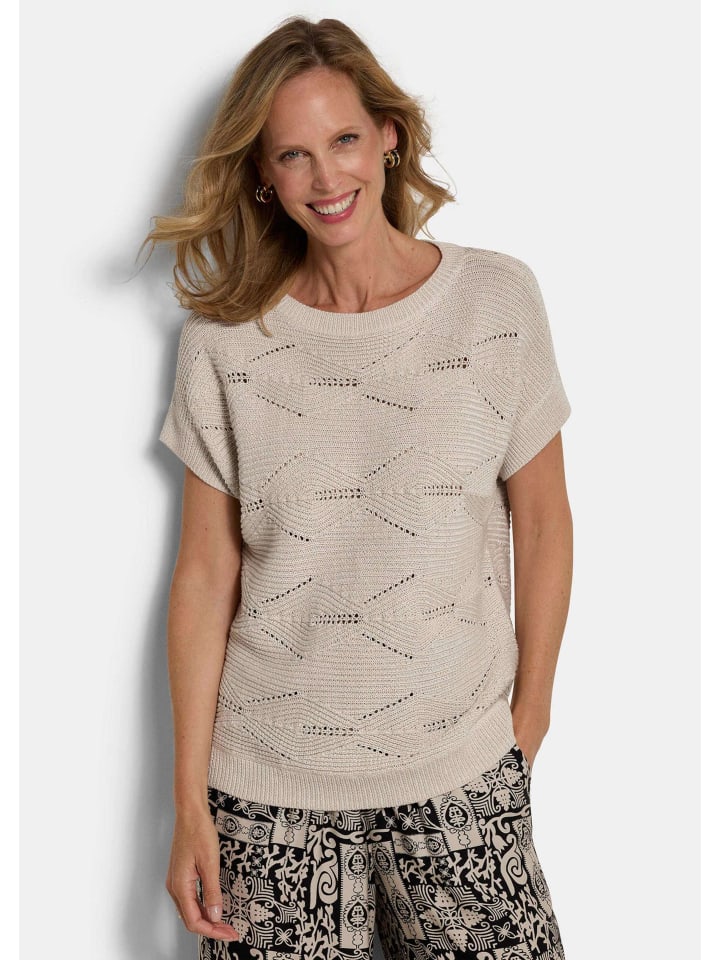 GOLDNER Вязаный хлопковый свитер с ромбовидным узором цвета камня
GOLDNER Вязаный хлопковый свитер с ромбовидным узором цвета камня